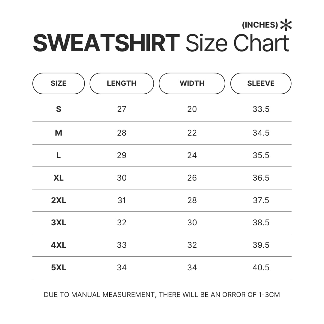 Sweatshirt Size Chart - American Dad Merch