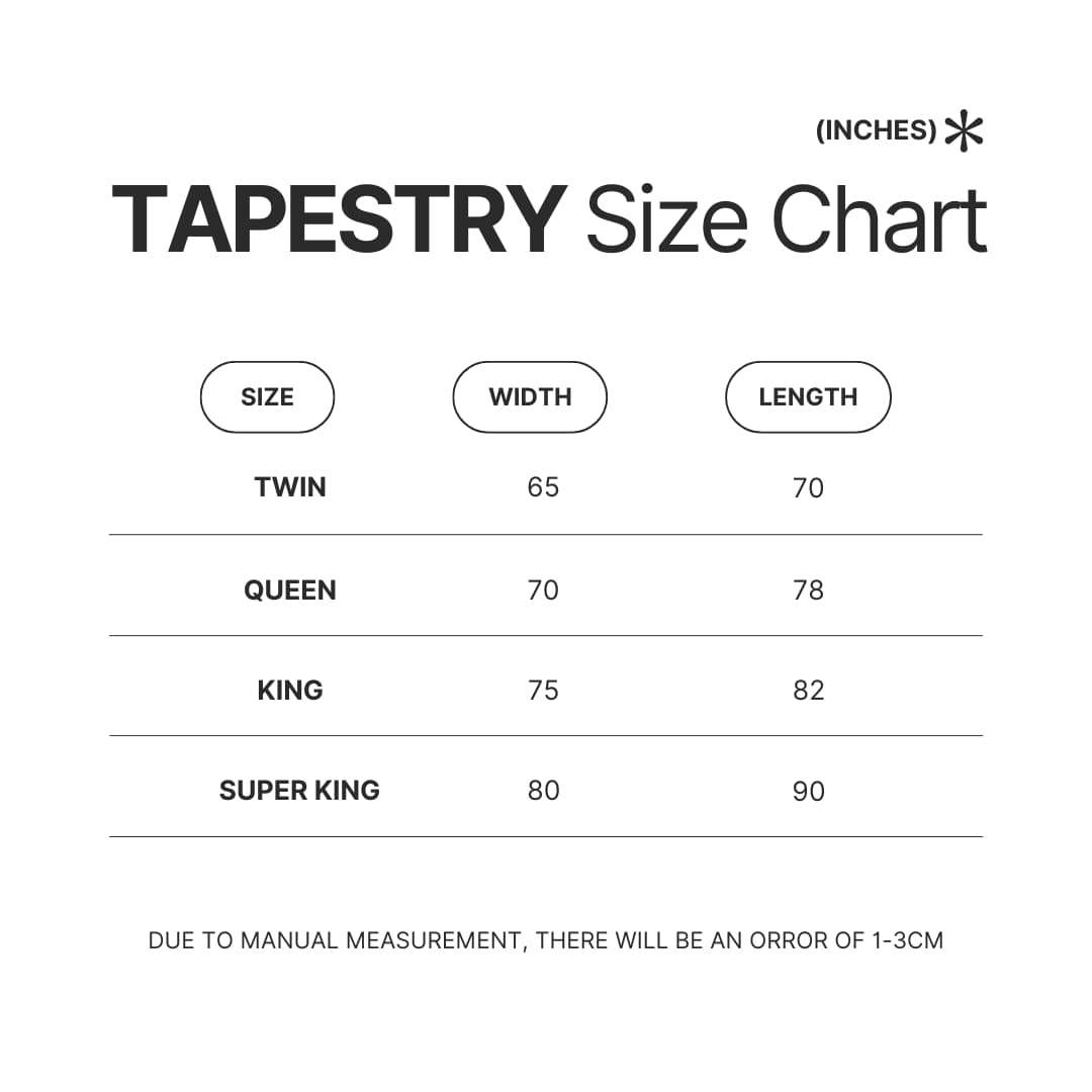 Tapestry Size Chart - American Dad Merch